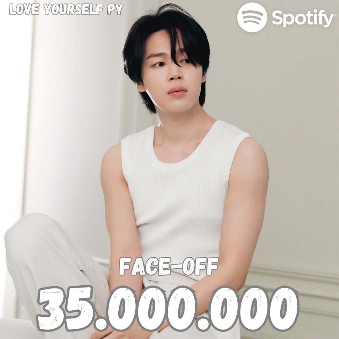 BTS_LYS_PY7's tweet photo. — “Face-off” de #JIMIN de @BTS_twt ha superado 35.000.000 MILLONES de streams en Spotify!

🖇️: https://t.co/0xcfdlp4S1

— CONGRATULATIONS #JIMIN 🥳🐥💛
SIGAMOS HACIENDO STREAM #ARMY PARA QUE FACE-OFF LLEGUE A LOS 40M!💜
#JIMIN #BTSJIMIN @BTS_twt #FaceOffByJIMIN https://t.co/HcKlaTLI1d