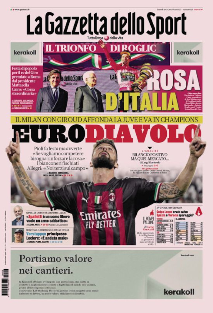 Football Italia on Twitter "Monday's Italian Calcio headlines in