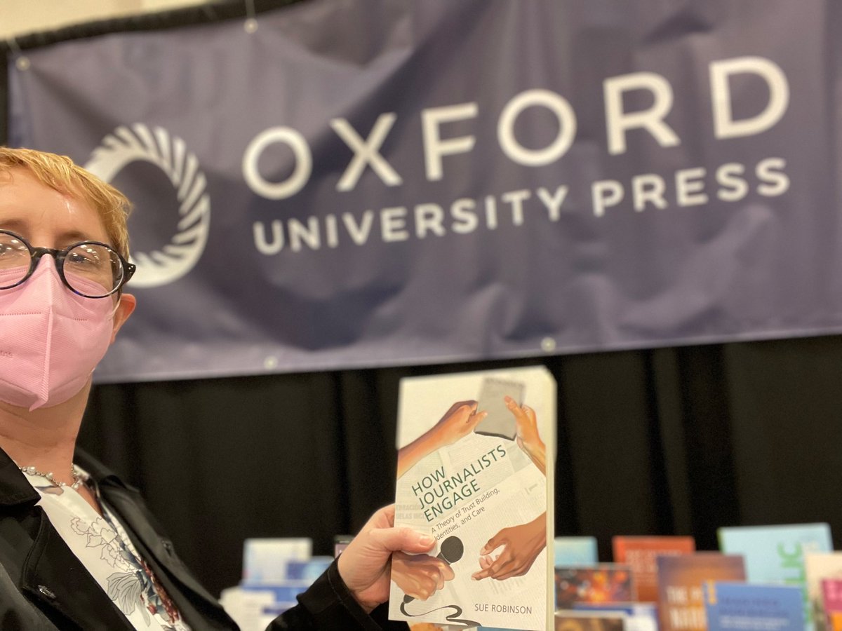 I spy with my little eye my 2 recent books with Oxford at #ICA23 #ICA2023 out in the wild! One with @drmattcarlson @SethCLewis News After Trump (2021) and my latest How Journalists Engage: A theory of trust building, identities, and care (2023). Thanks, OUP!