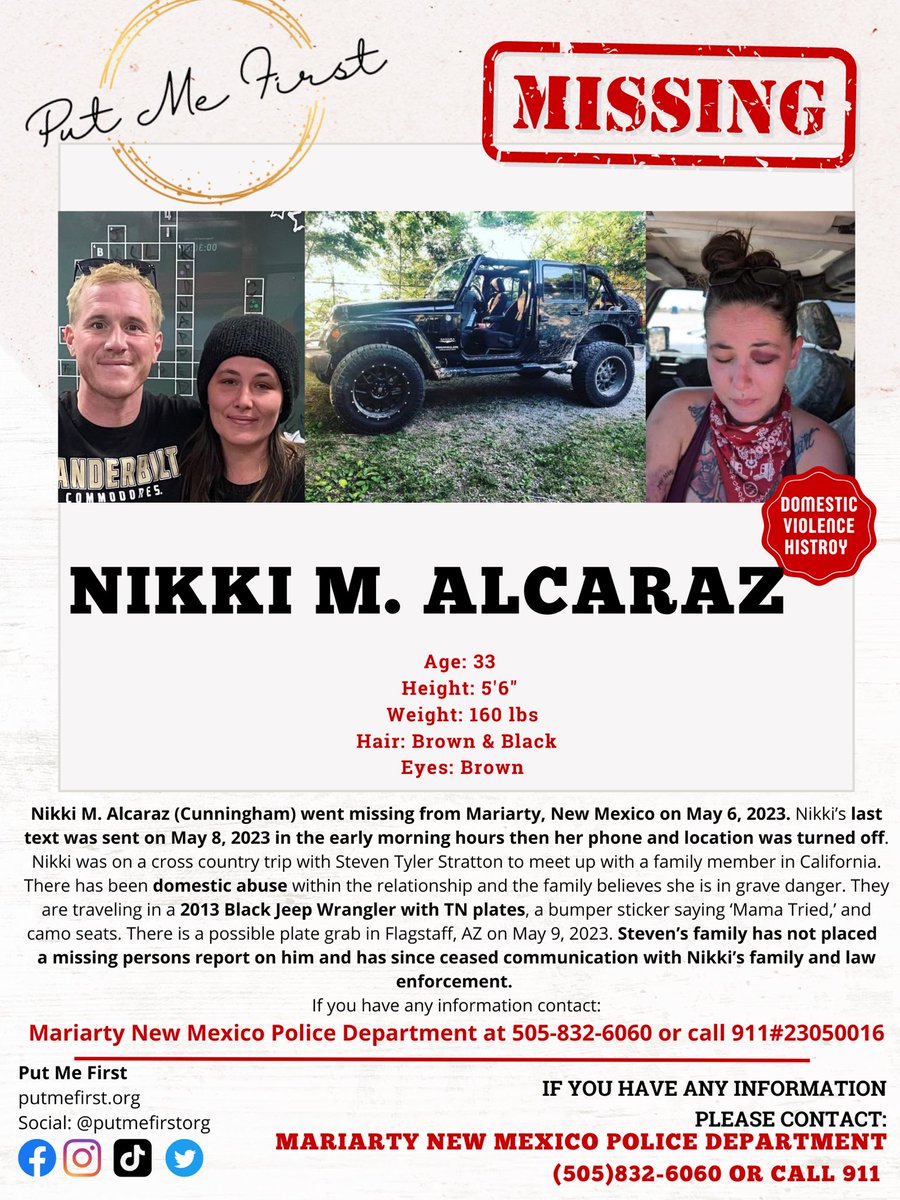 PutMeFirstOrg's tweet photo. *** MISSING PERSON ***

UPDATE: Steven's family have NOT placed a missing persons report on him. His family has stopped communicating with the family and law enforcement.

#missing #missingperson #domesticviolence #NikkiAlcaraz #FindingNikkiAlcaraz https://t.co/pdPIOjd5gZ