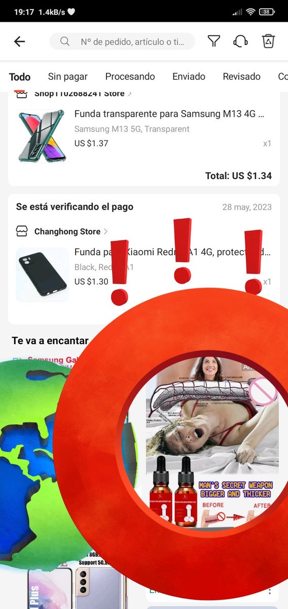 Hice pedido de unas fundas de movil  para mi familia y me recomienda una loción alargadora de penes JAJAJA