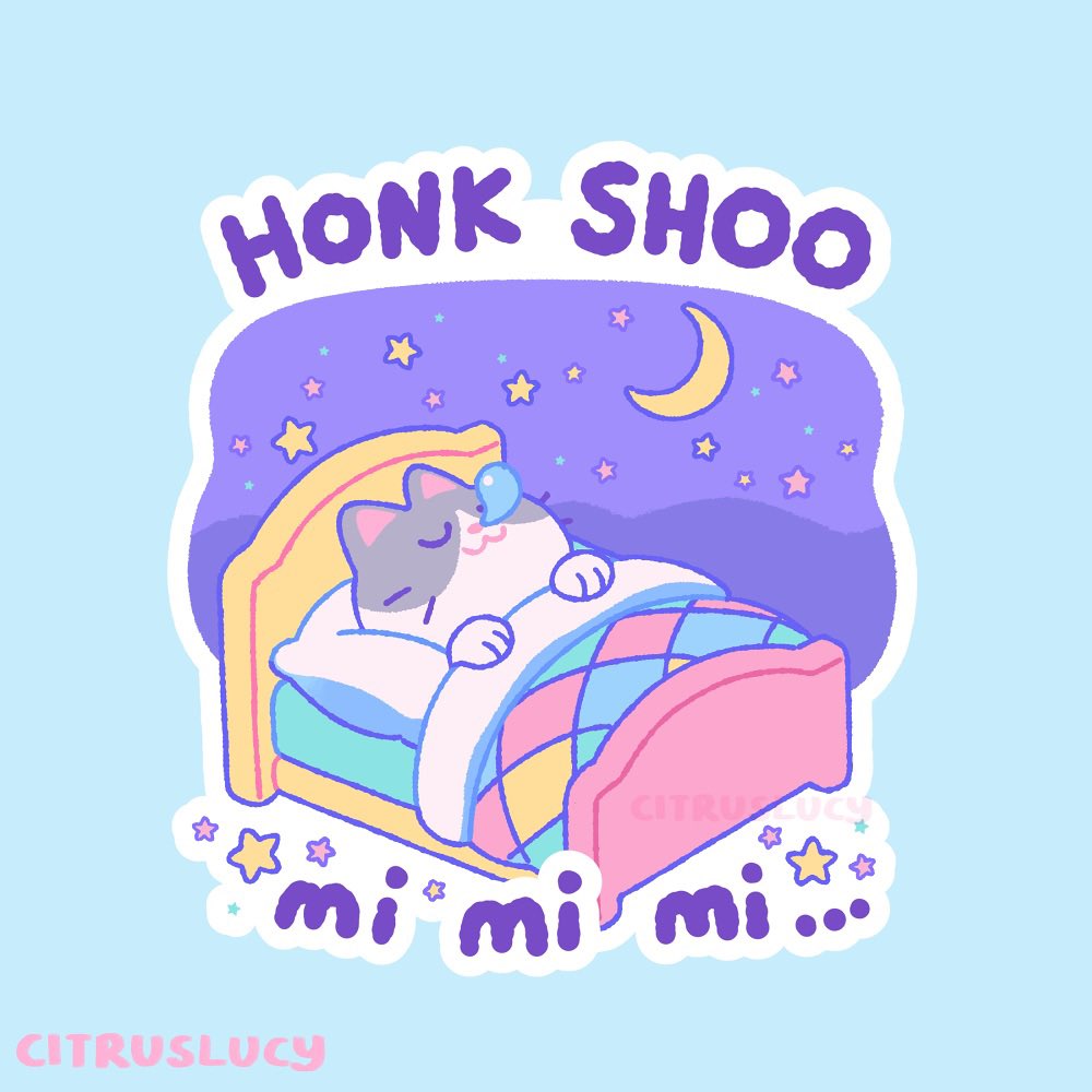 sleeping no humans cat star (symbol) artist name pillow moon  illustration images