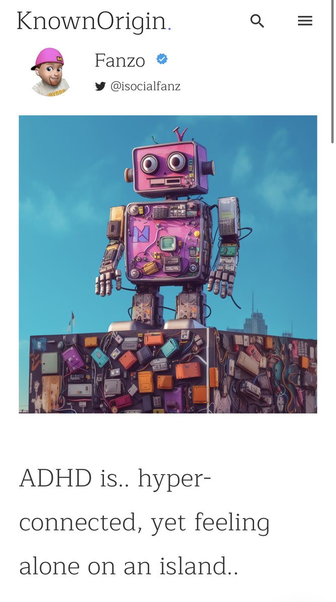 iSocialFanz's tweet photo. You have 2 days left for the free claim if you hold any of my #ShadesofADHD or #ADHDis on @KnownOrigin_io
The goal of this piece is just a friendly reminder that you aren't alone and it's okay not not be ok...
"ADHD is.. hyper-connected, yet feeling alone on an island.." https://t.co/vBJxvWblPp
