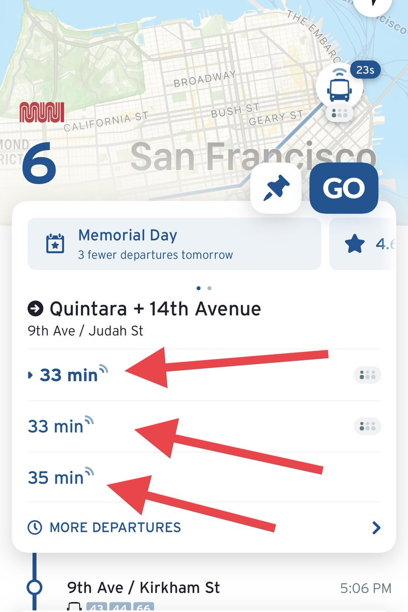 Um… what is wrong with NextBus/NextMuni? This is messed up and has been messed up with the 6-Parnassus for months. #sfmta #sfmuni