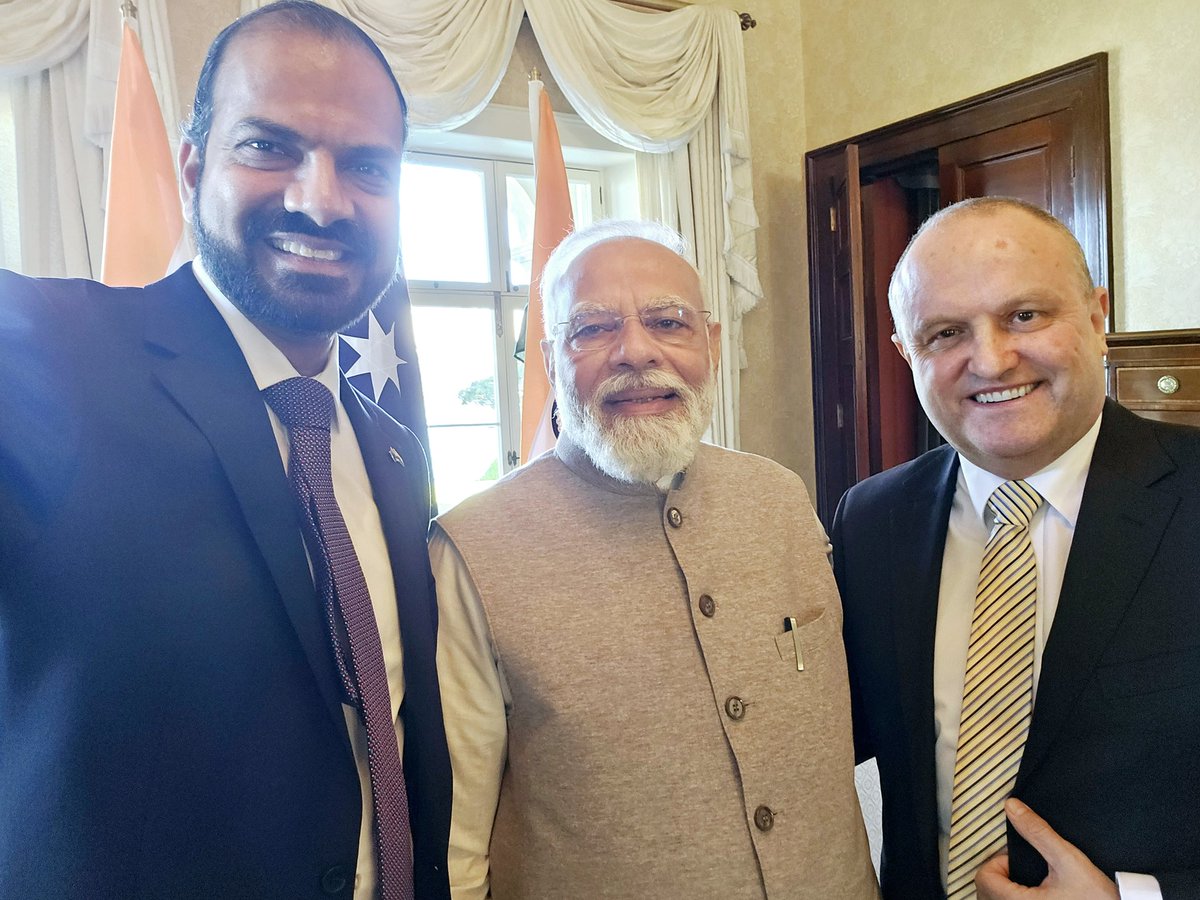 Surreal moment - 
Honoured to meet Indian PM <a href="/narendramodi/">Narendra Modi</a> <a href="/DrSJaishankar/">Dr. S. Jaishankar</a> #AjitDoval HCI <a href="/VohraManpreet/">Manpreet Vohra</a> at the bilateral meeting with the Opposition Leader <a href="/PeterDutton_MP/">Peter Dutton</a> <a href="/JasonWood_MP/">Jason Wood</a> Senator <a href="/Birmo/">Simon Birmingham</a> <a href="/AusHCIndia/">Philip Green OAM</a> 
<a href="/PMOIndia/">PMO India</a> <a href="/MEAIndia/">Randhir Jaiswal</a>