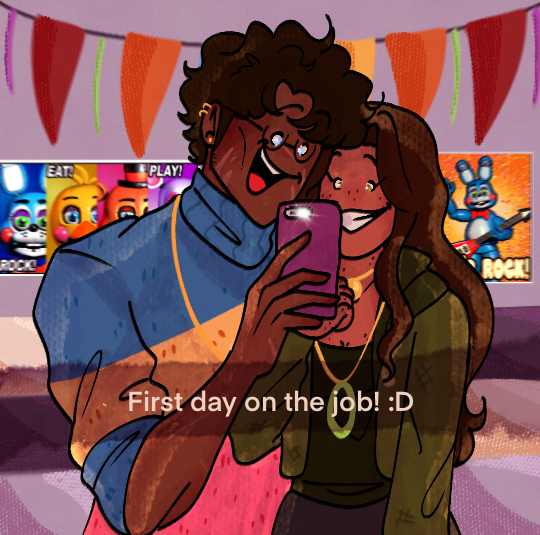 did phones exist in 1987? No ofc not, but I wanted to draw them doing best friend stuff (do best friends take selfies and post them snapcha? I genuinely don’t know)

#FNAF #fnafau #fnafart #mikeafton #charlieemily #legacyofacorpseau