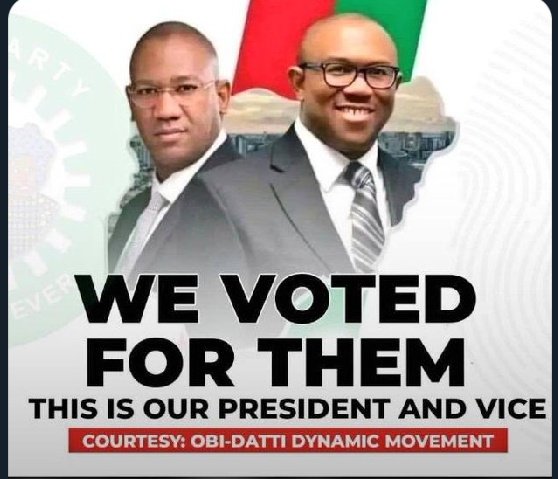 Nigerians voted for them not drug trafficker Tinubu.
#ObiDatti 
#IVotedForPeterObi 
#NigeriansDidNotVoteForTinubu 
#TinubuIsNotMyPresident 
#AllEyesOnTheJudiciary