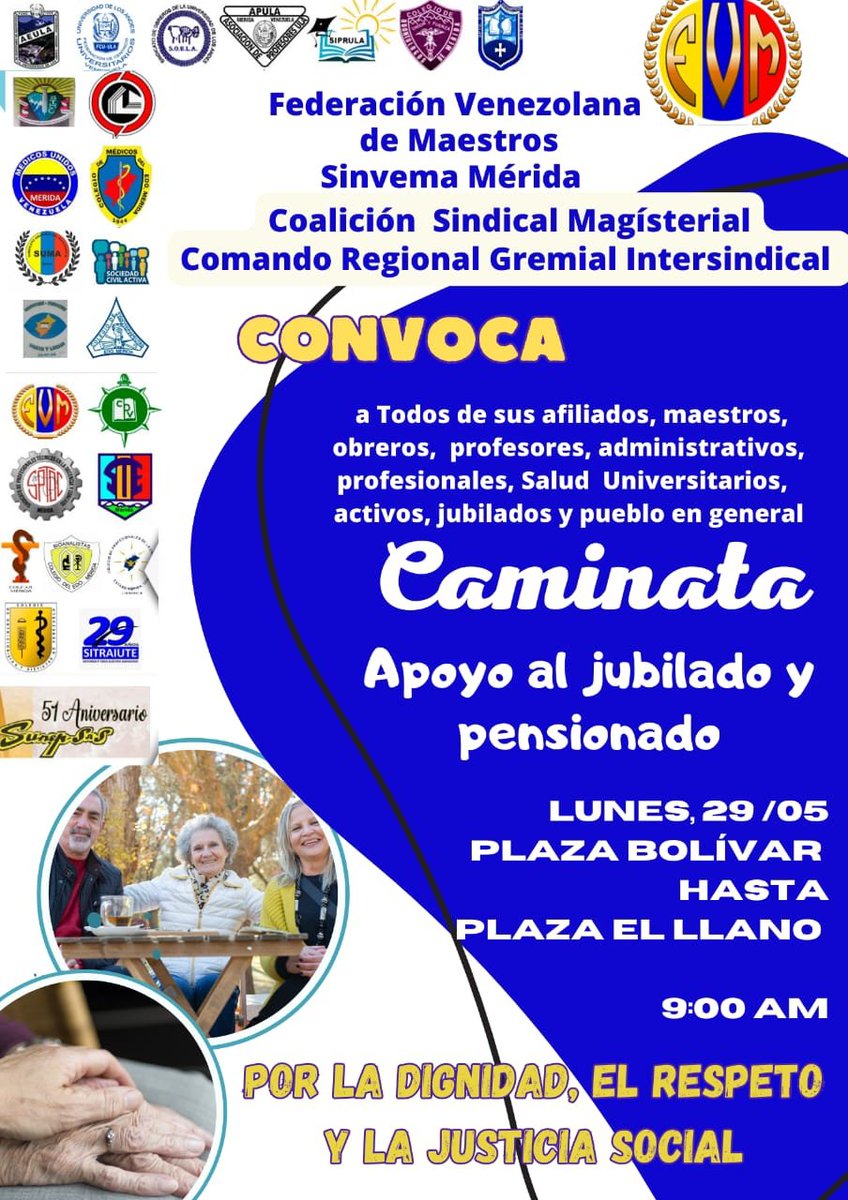 Mañana lunes 29 todos en apoyo a los jubilados de este país. Ellos merecen condiciones para vivir . Y no solo sobrevivir.