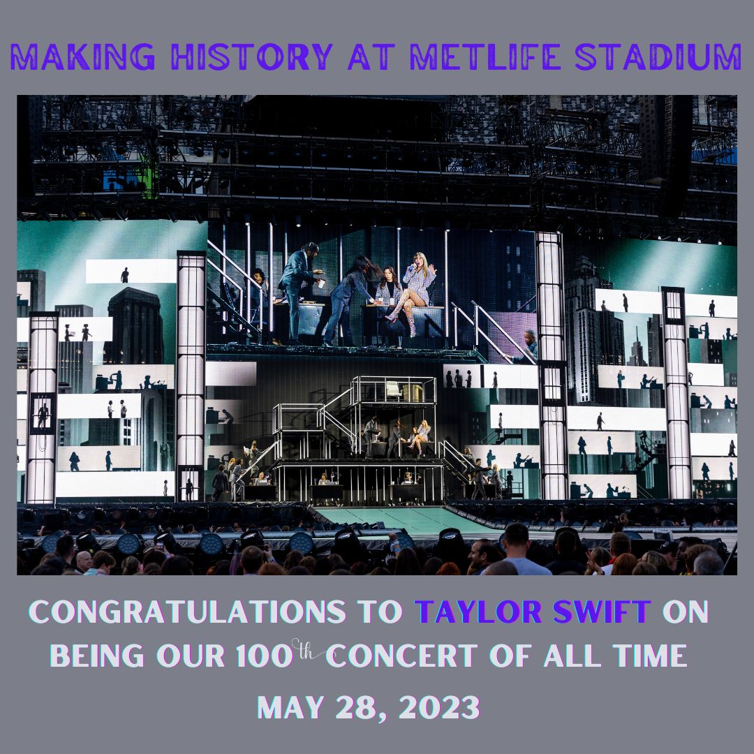 Taylor Swift has taken the stage and history has been made! Tonight we mark the end of an incredible weekend with our 100th concert of all time. Thank you Swifties for 3 magical nights! 💜✨ 💜✨💜✨
#EastRuthTSTheErasTour