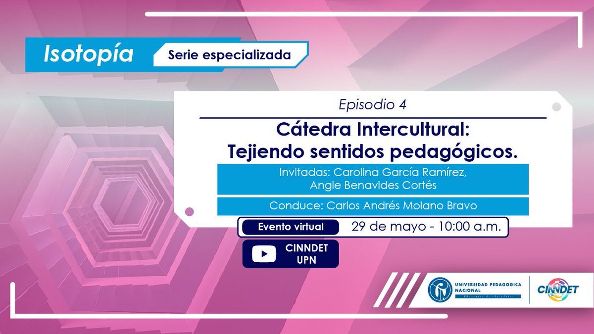 En el 4° episodio de #Isotopía, conoceremos la experiencia de la cátedra Intercultural: Tejiendo sentidos pedagógicos.

🔗youtube.com/live/n3G8OhdR4…

#ComunidadUPN #Educación