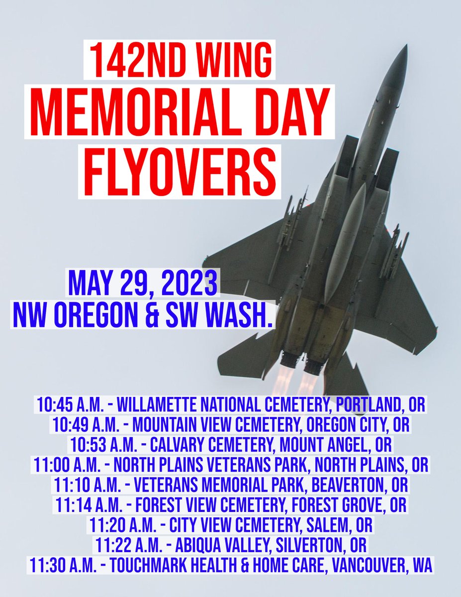 The 142nd Wing of the Oregon Air National Guard will conduct flyovers for Memorial Day, part of a time-honored tradition to pay tribute to fallen military members. bit.ly/3N29wRY