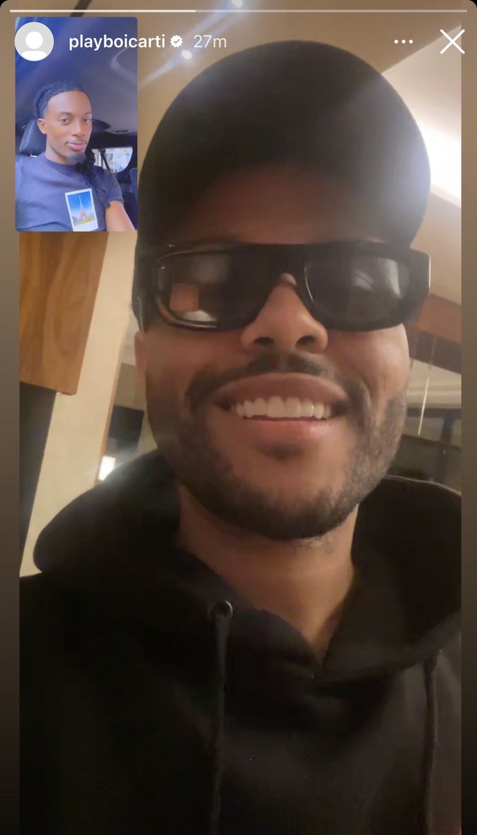 DailyRapFacts's tweet photo. Playboi Carti and The Weeknd on FaceTime together 👀

They have a collab on the way 💿 https://t.co/3NqsEtRvZO