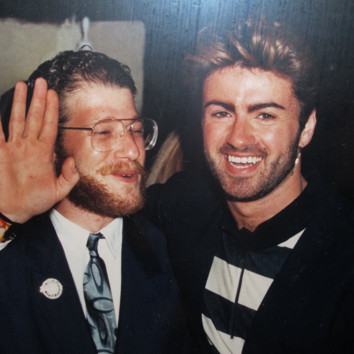 George Michael in 1987 with musician Peter Wafa-Abela.