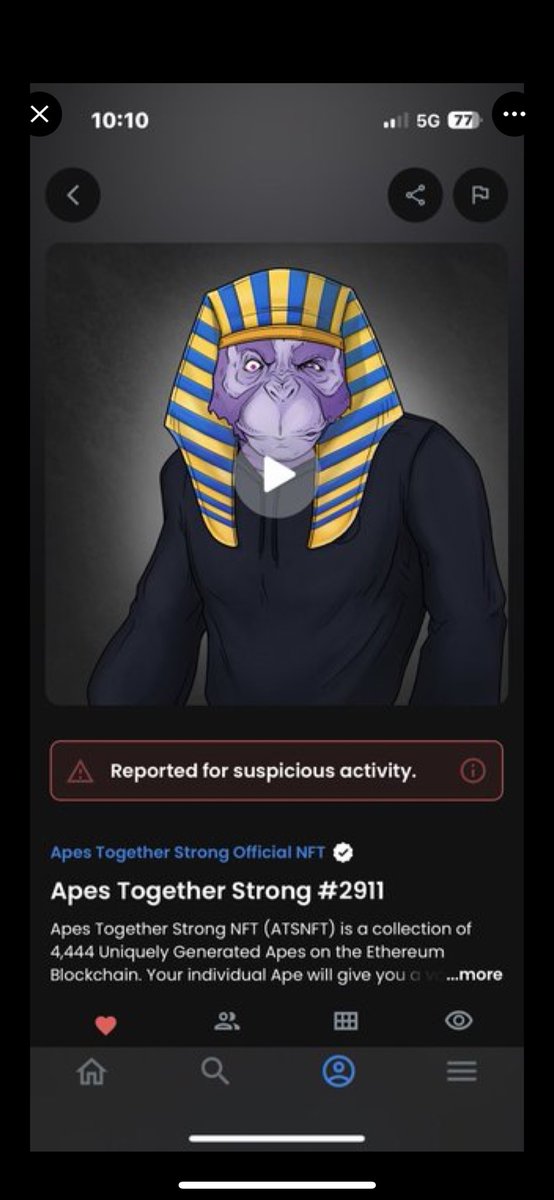 I miss my ATF but I guess it wasn’t meant for me to have it <a href="/ATSNFT/">Apes Together Strong NFT</a> one day I’ll get another one if I win tonight I’m getting 2 of them for sure I miss the community