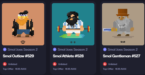 Decided to burn my diamond creep today and get 3 more <a href="/smol_joes/">ₛₘₒₗ JOES</a>! A nice variety pack.