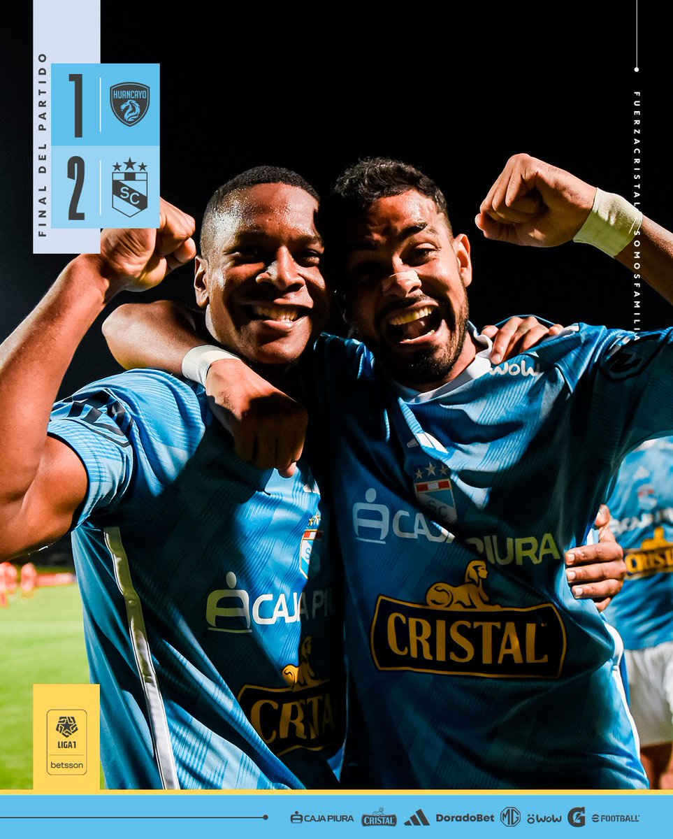 ClubSCristal's tweet photo. Final del partido en Huancayo.
¡NOS LLEVAMOS LOS 3 PUNTOS A LA FLORIDA! 💪➕3⃣

S. Huancayo 1-2 Sporting Cristal

🏆 @LigaFutProf

#FuerzaCristal https://t.co/emN0oHdRCo