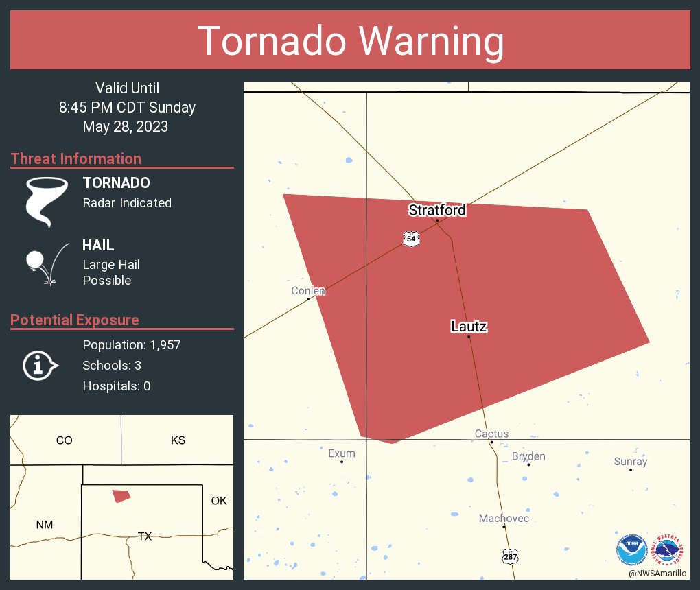 NWS Tornado on Twitter "Tornado Warning continues for Stratford TX and
