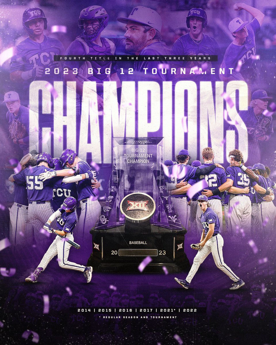 𝗙𝗼𝗿 𝘁𝗵𝗲 𝗳𝗼𝘂𝗿𝘁𝗵 𝘁𝗶𝗺𝗲 𝗶𝗻 𝘁𝗵𝗿𝗲𝗲 𝘀𝗲𝗮𝘀𝗼𝗻𝘀… Your TCU Horned Frogs are Big 12 Champions! #FrogballUSA | #GoFrogs