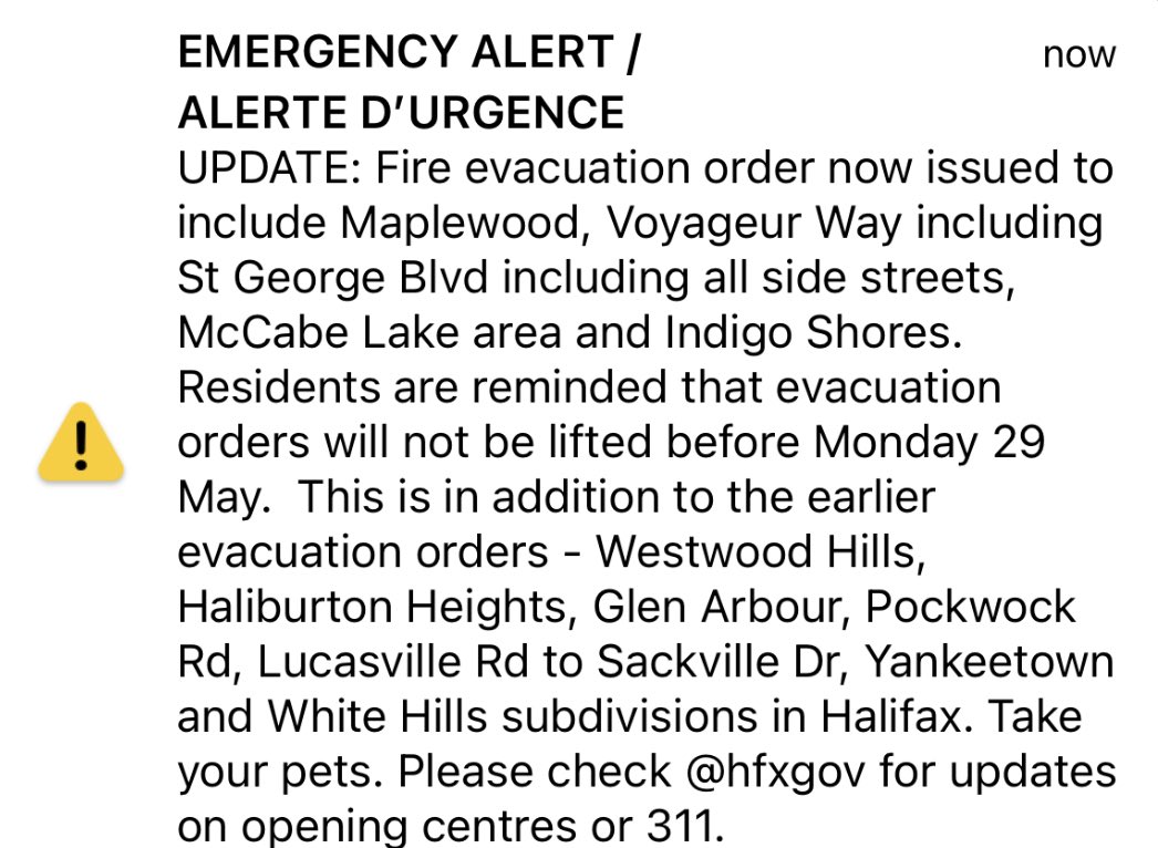 Nova Scotia EMO on Twitter "Please note new evacuation order has been