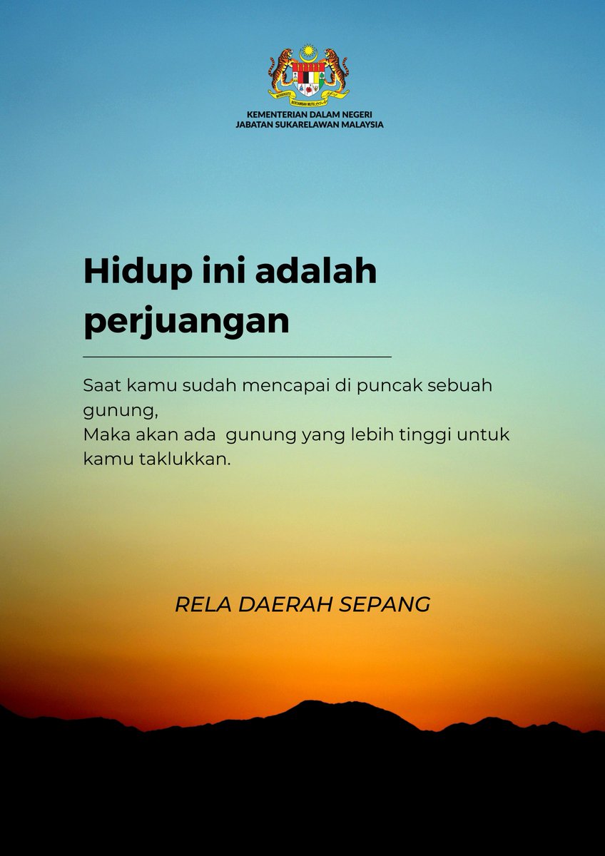 29 Mei 2023
" Hidup ini adalah perjuangan "
Assalamualaikum &amp; Selamat Pagi semua 😊

#MalaysiaMadani
#SetiaBerbakti
#relamalaysia
