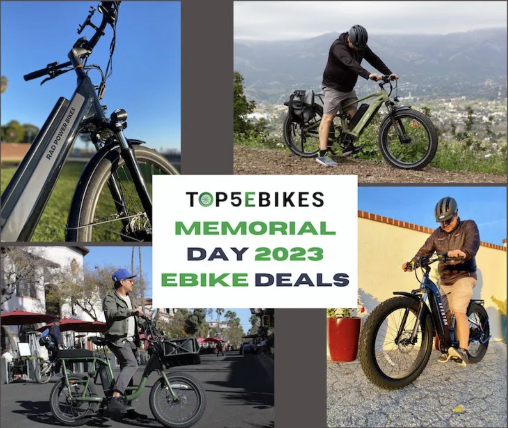 Tons of memorial day weekend electric bike coupons and deals! Check out our post where we're gathering all the deals #aventon #radpowerbikes #ride1up #juicedbikes #lectric #cyrusher #velotric #fiido # ! top5ebikes.com/2023-memorial-…