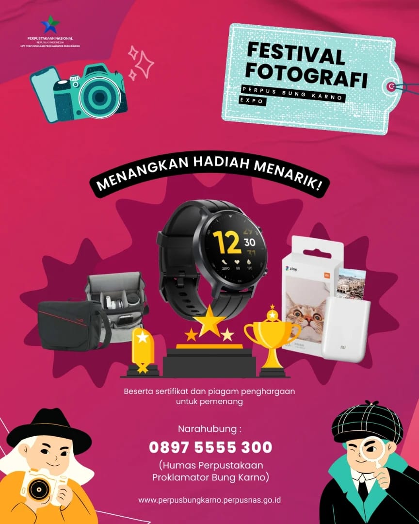 bungkarnolib's tweet photo. Yuk ikutan Festival Fotografi dan siapkan kameramu untuk memeriahkan Bulan Bung Karno!📸🤳🏻
Periode lomba tanggal 6-9 Juni 2023 dan dapatkan hadiah menarik🤗
#perpusbungkarno #bungkarno #fotografi #festivalfotografi #perpusnas #bulanbungkarno https://t.co/D2PIxzGVSa