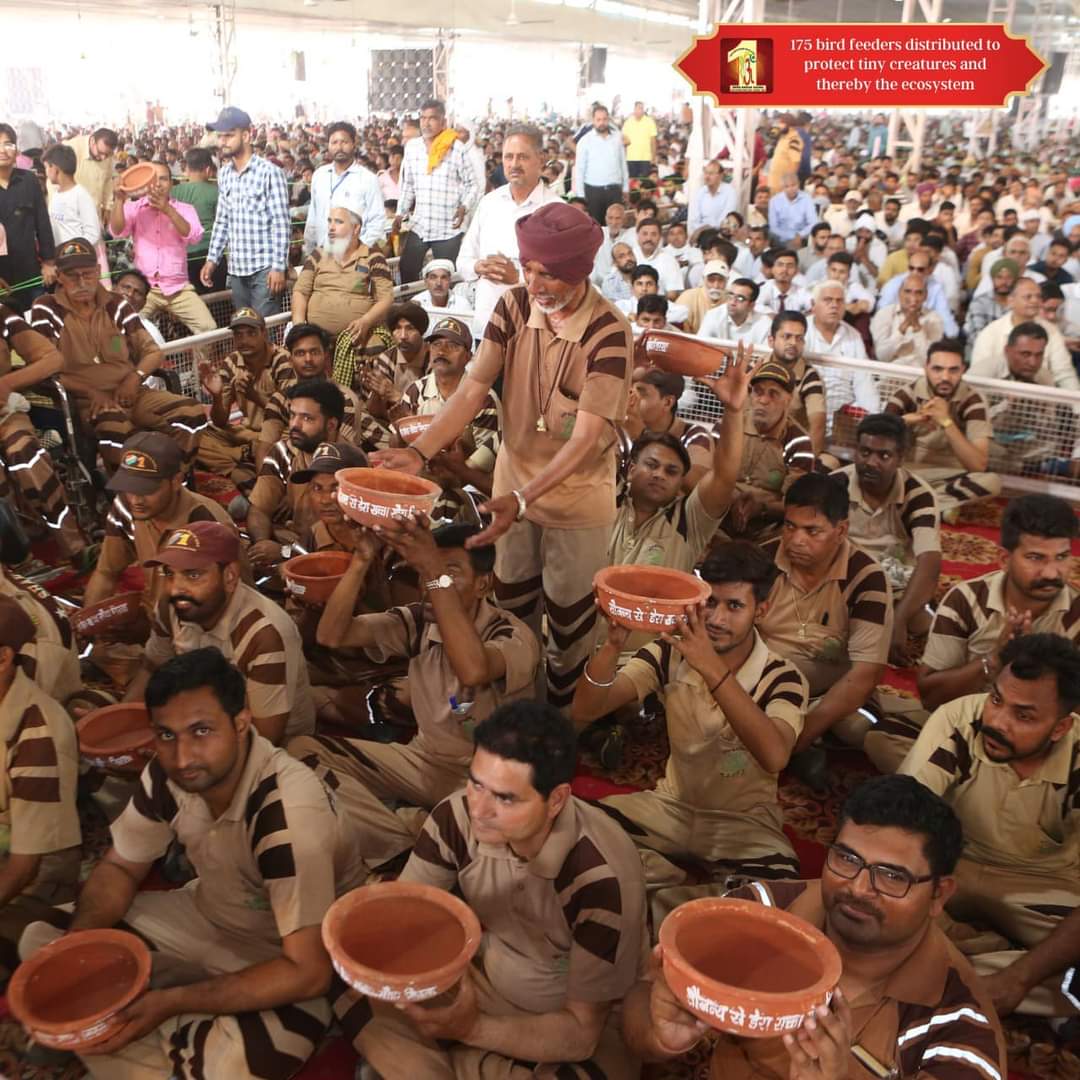 With the inspiration of Saint Gurmeet Ram Rahim Ji Insan, 175 bird feeders were distributed, to save the birds from hunger and thirst, under the Birds Nurturing initiative.. #SatsangBhandaraHighlights