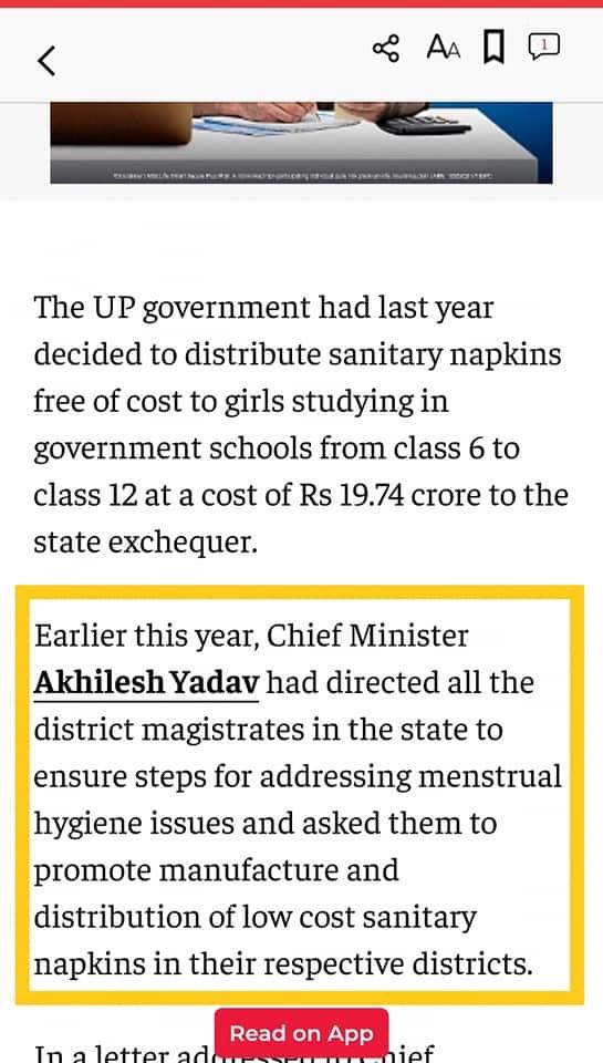 Honorable Akhilesh Yadav-led Samajwadi Party government has successfully changed the social stigma associated with menstruation. Proudly, the #SamajwadiParty has elevated the standards of poor menstrual hygiene across Uttar Pradesh.
#MenstrualHygieneDay #AkhileshYadav