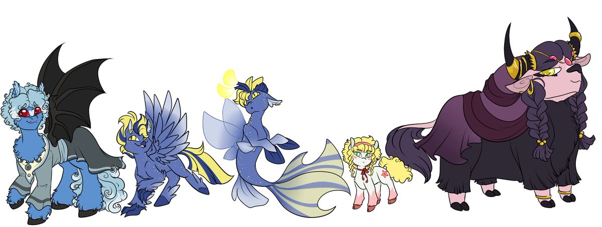 Ally_0oops's tweet photo. Did it. At least for the Legion crew, Septimus the bat pony, Cecil the hippogriff, Adela the earth pony and Irelithe the yak. Onwards to the circus crew 💕 https://t.co/Ab9VwYkdNi