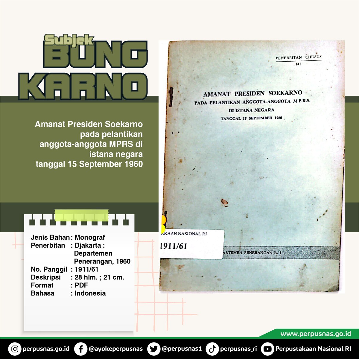 perpusnas1's tweet photo. #bungkarno #soekarno #sejarah #koleksibukulangka https://t.co/NwAMDkSZew