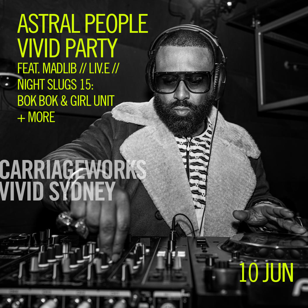 Important info: due to unforeseen circumstances, Flying Lotus has cancelled his Australian dates and will no longer be performing at @Astral_People Vivid Party, Sat 10 Jun. However, we are excited to announce @madlib will be headlining. More info: bit.ly/CW-APMA23