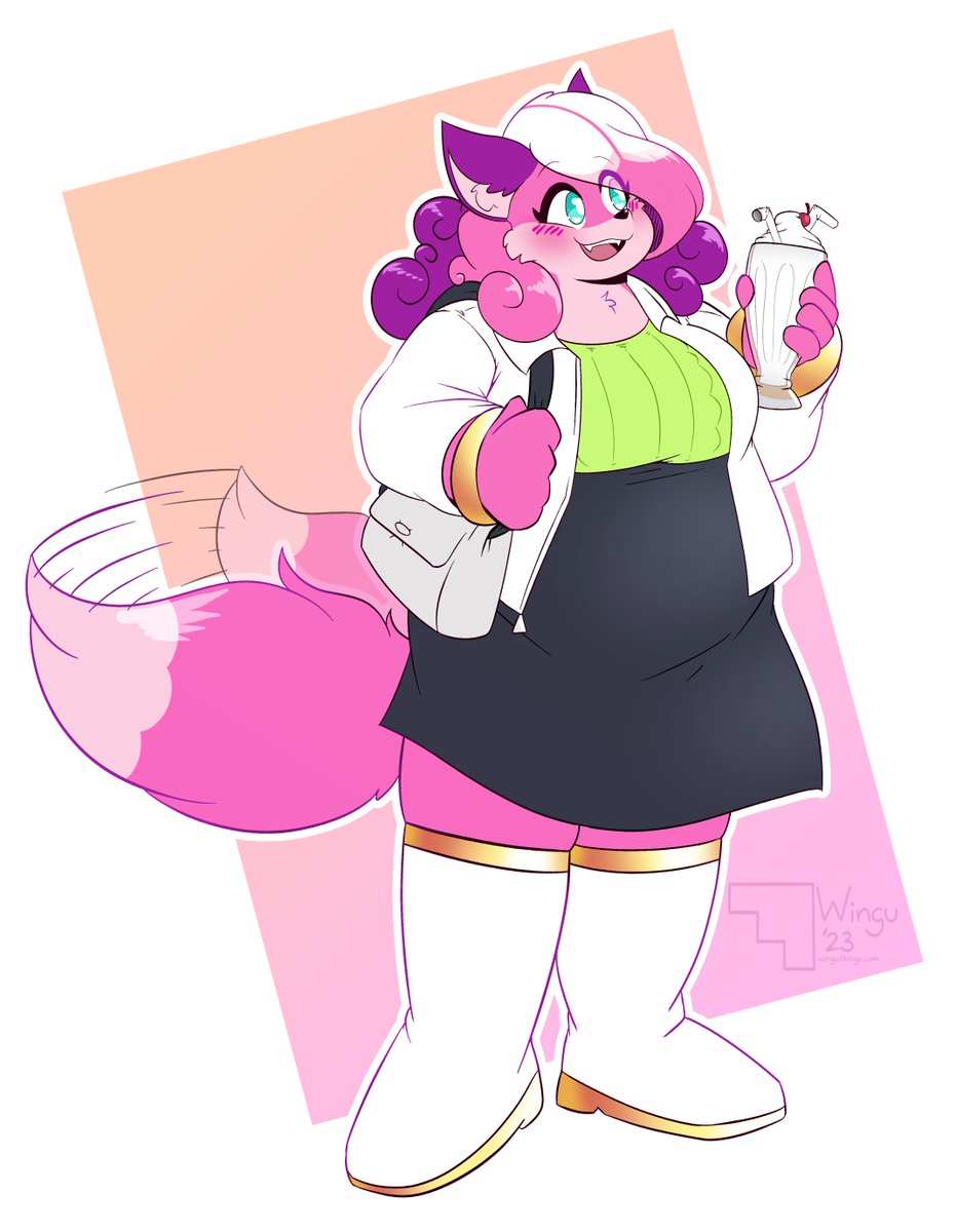 Commission for <a href="/MelMelodyWerner/">Melody Jett Werner! 🏴🏳️‍⚧️⚢</a>!! Melody's REAL excited for her milkshake date with Allison~