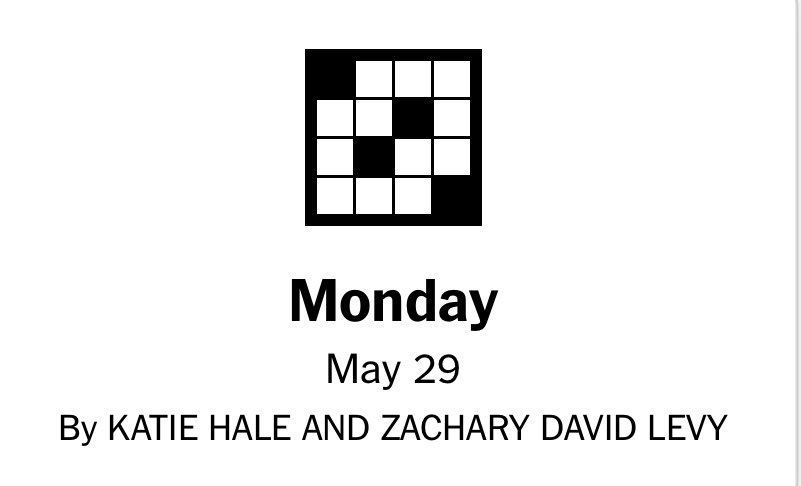 ZLevyMD's tweet photo. so @hackney_hw and I have the Memorial Day #NYTXW — there will be lots of oohing but very little aahing https://t.co/TKGaHC3qF3