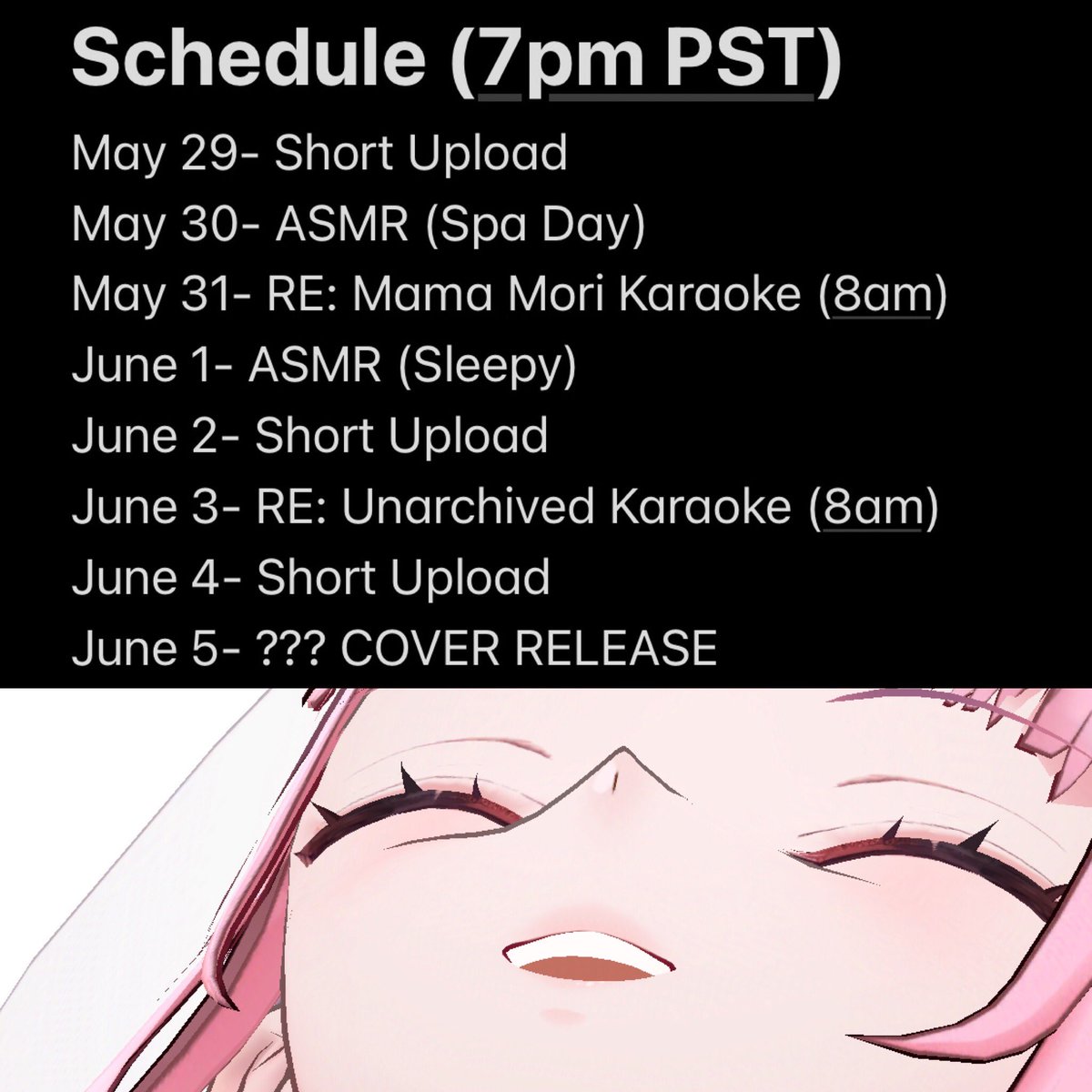 quick schedule! 

grim reap is going on vacation but don’t worry, content every day for my dead beats. ╰(*´︶`*)╯♡