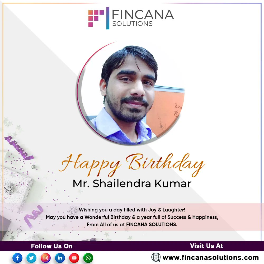 Fincana Solutions wishes Shailendra Kumar a very happy birthday. Enjoy your day and the year ahead!
.
.
#happybirthday #fincanasolutions #wishes #birthdayboy #birthday #blessings #enjoyyourday #birthdaywishes