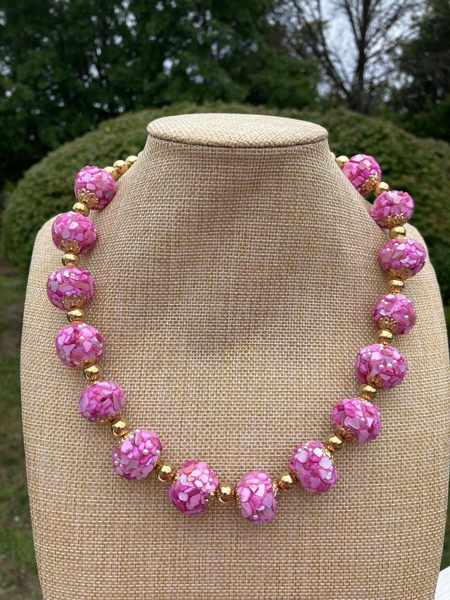 Excited to share the latest addition to my #etsy shop: Hot Pink Shell Pearl Beaded Necklace for Women / etsy.me/4335tdL #holidayjewelry #statementjewelry #chunkybeaded #flashyshimmer #fashionjewelry #standoutnecklace #singlestrand #womenholiday #colorfulbeaded