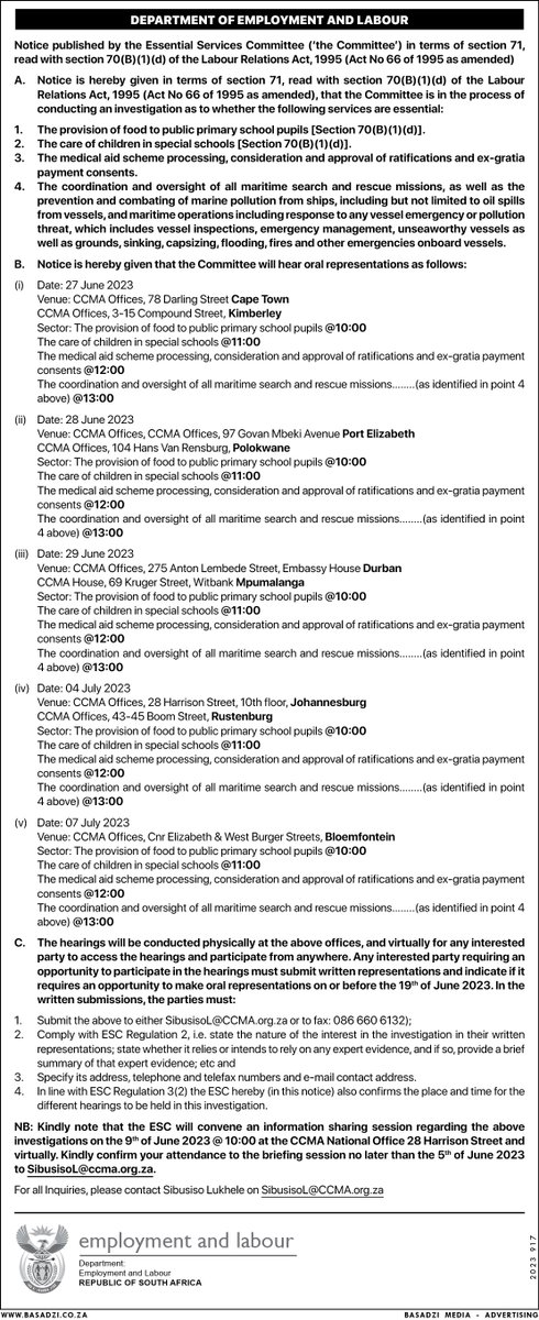 BasadziGroup's tweet photo. The following Municipalities/Departments/Companies released vacancies/tenders/notices this past week

1. Dept employment &amp; Labour
2. Dept. sports, Arts &amp; Culture
3. Moretele LM
4. Port st Johns

keep safe, like &amp; share, and stay tuned for more posts/tenders/Vacancie https://t.co/ekHz8GK5iu