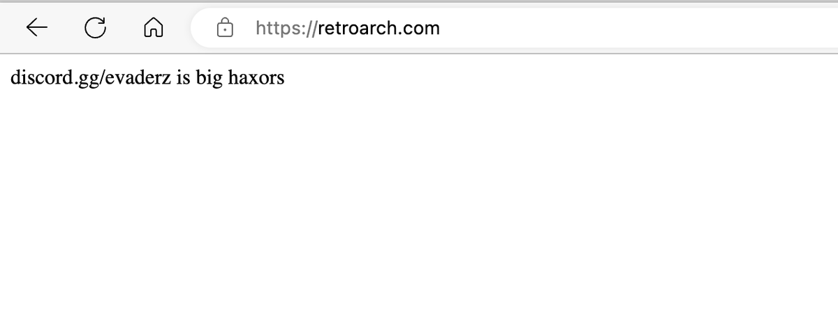 gamr12's tweet photo. RIP, looks like the RetroArch site got hijacked. https://t.co/EzK0AxFdZq