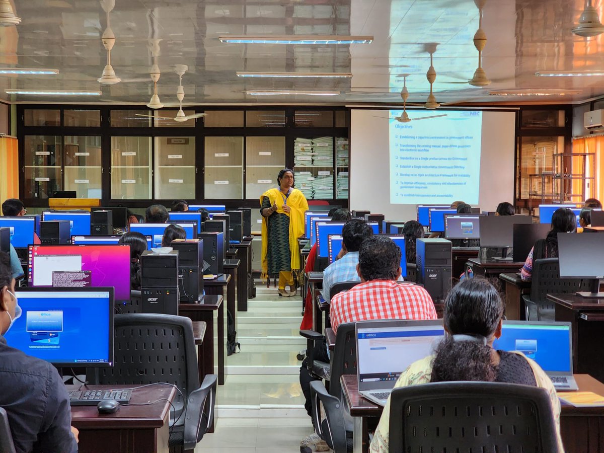 KeralaAgVarsity's tweet photo. #KAU will be launching the #eOffice from June 2023. Training session for the KAU officers started today. The training is imparted by the Master trainers from #KSITM #egovernance #ICT #Kerala #DigitalIndia #ICAR #Agriculture https://t.co/0Vd9vDNZdF