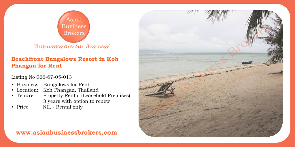 Beachfront Bungalows Resort in Koh Phangan for Rent
Listing No. 066-67-05-013
Price: NIL - Rental only
asianbusinessbrokers.com/thailand/prope…

#Bungalows #ResortKohPhangan #ResortThailand #BeachFrontResort #ResortforRent #PropertyForRent #Bungalows #FullMoon #KohPhangan #Thailand #Business #ABB