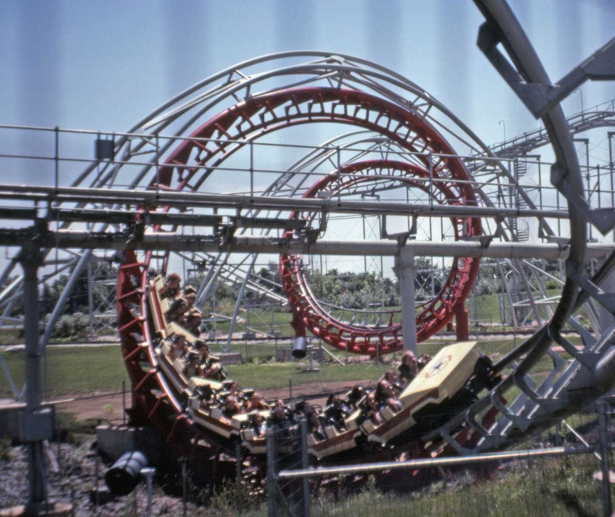 29th May 1976 &amp; 1982. Arrow Dynamics continues their run of inversion records on roller coasters. 1976 saw Turn of the Century open with 2 inversions and another 2 added in 1980 (when it was rebranded to Demon), followed by Viper, the first 5 inversion coaster in 1982.