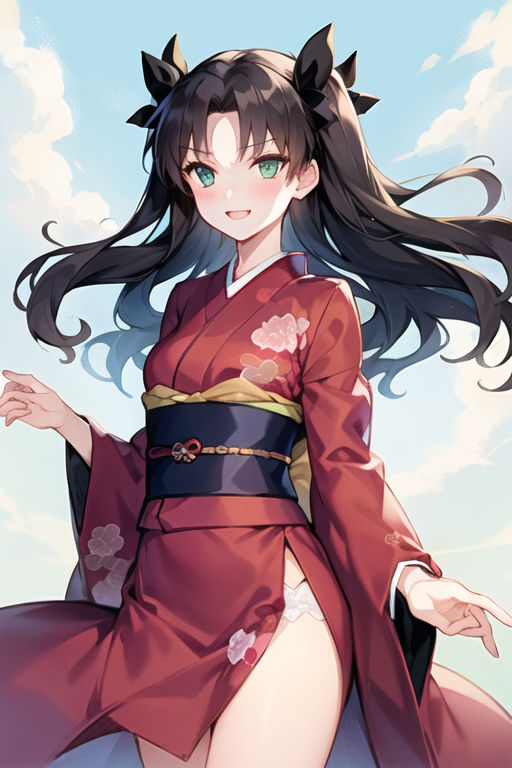 遠坂凛 「遠坂 凛 和服風02 #AIArtworks」|小東のら＠ジャンプ+『未来魔術の花嫁』公開中！ライトノベル『私はサキュバスじゃありません』発売中！のイラスト