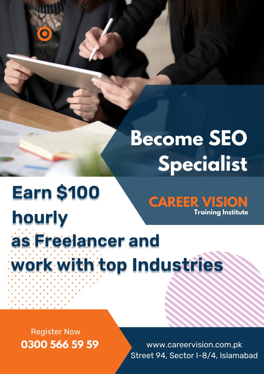 Become SEO Specialist! Technical SEO , onpage seo, offpage seo backlinks courses islamabad
SEO learning is always beneficial for individuals who want start optimization of content for a business website. careervision.com.pk/course/seo-cou…