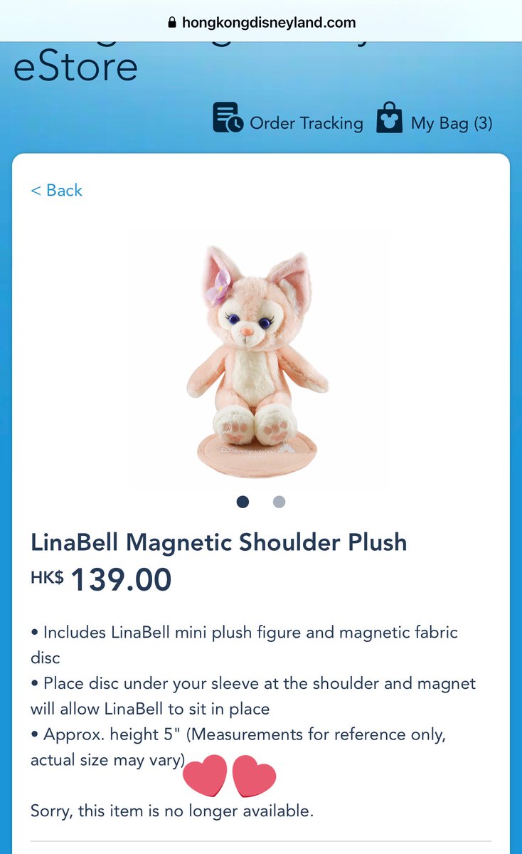 pnbox14's tweet photo. ตุ๊กตาเกาะไหล่ LinaBell ที่เตนล์เลือก ตอนนี้ sold out ในเว็บของดิสนีย์แลนด์ฮ่องกงเรียบร้อยแล้วค่ะ  😱😅👌🏻 #TEN #TENLEE #เตนล์ https://t.co/lMKv8Mmj3M
