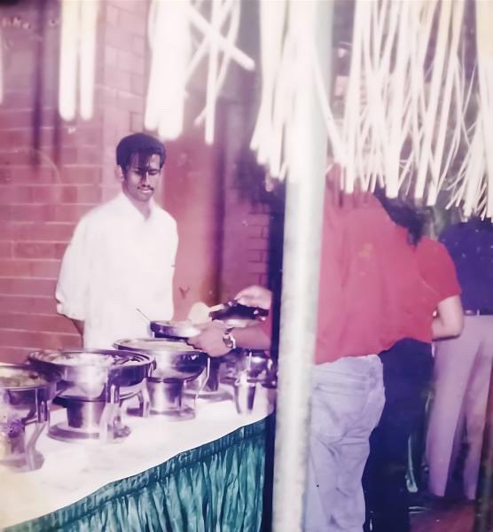 This 18-year-old catering boy serving food at a random reception is the same Chef Pillai you know me as, today. 

A friend of mine sent me this photo a few days back, and it took me back years.

When you have nothing, you have to start somewhere, right?
All my life, I’ve been a
