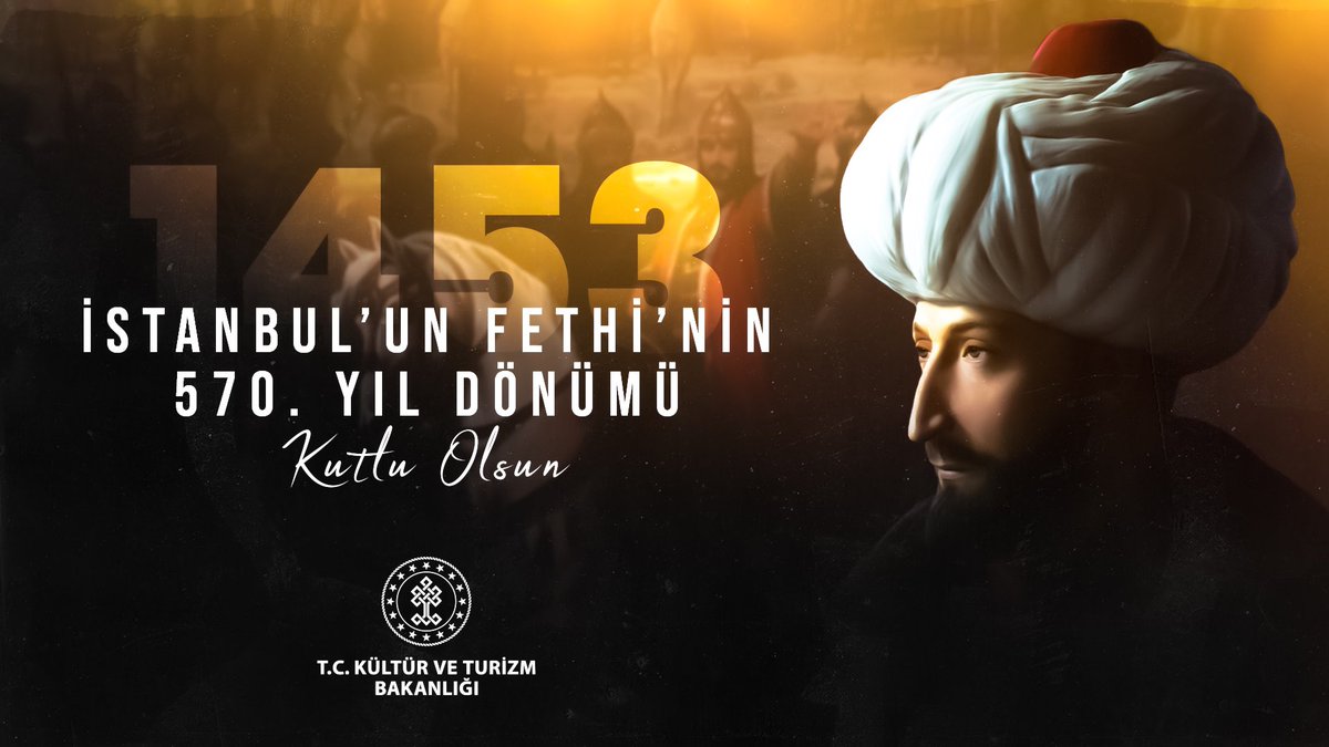 Tarihimizin şanlı zaferlerinden kutlu fethin 570. yılında büyük komutan Fatih Sultan Mehmet Han ile bu toprakları bizlere miras bırakan tüm kahramanlarımızı minnetle, saygıyla ve rahmetle anıyoruz.

İstanbul'umuzun fethinin 570. yıl dönümünü kutluyoruz.