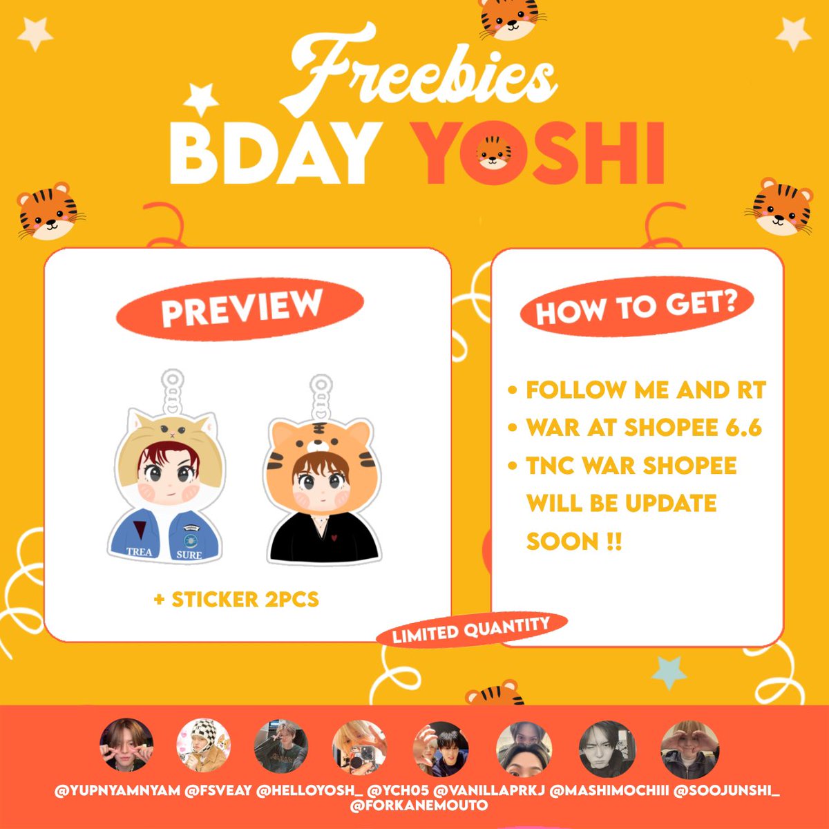 helloyosh_'s tweet photo. [ rt + like appreciated ]

🐯 FREEBIES BDAY YOSHI FOR TEUME ONLY !! 🐯

How to get? see on the pict !!
* limited quantity
War at oren 6.6 
* untuk war dan tnc co nya bisa pantengin akun ini yaaaa 💗 https://t.co/rP26dkbx0v