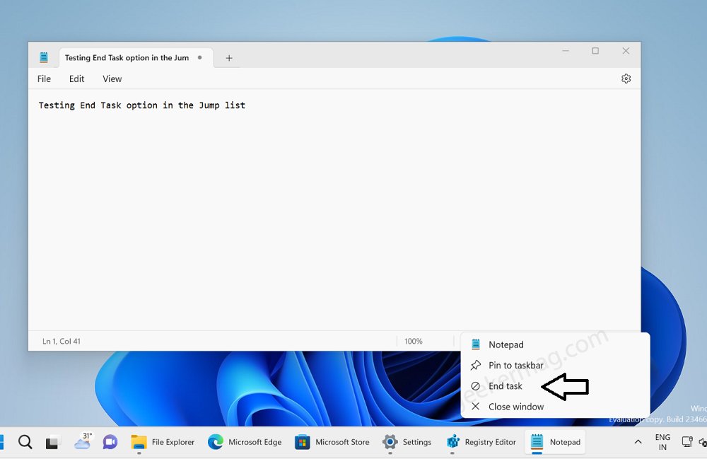 mr_morng_star's tweet image. Here&apos;s how to enable the End Task option in Taskbar App Right-click Menu or Jump list in Windows 11 build 23466 in Dev channel: geekermag.com/how-to-end-app… (Use of Vivetool, regedit &amp;amp; settings)

#Windows11 #Jumplist #Windows11Taskbar