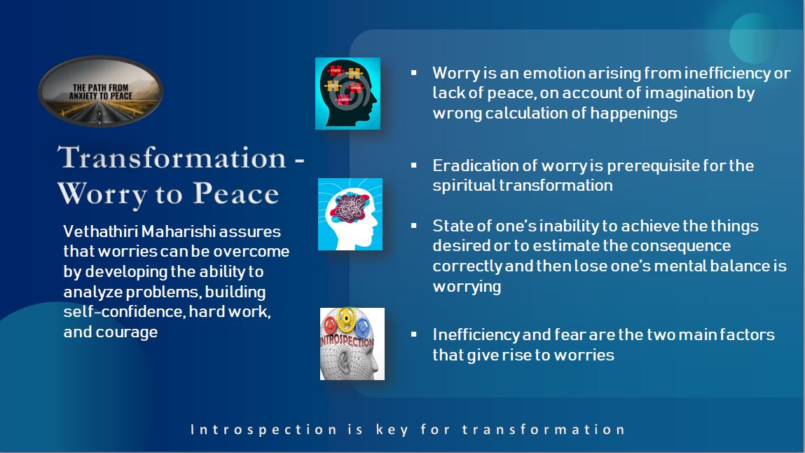 #Worry #emotion #inefficiency #lackofpeace #imagination #happenings #inability #consequence #mentalbalance #fear #LawofNature #thinking #painfulresults #adverseevents #analyzeproblems #selfconfidence #hardwork #courage #Eradication #prerequisite #spiritualtransformation