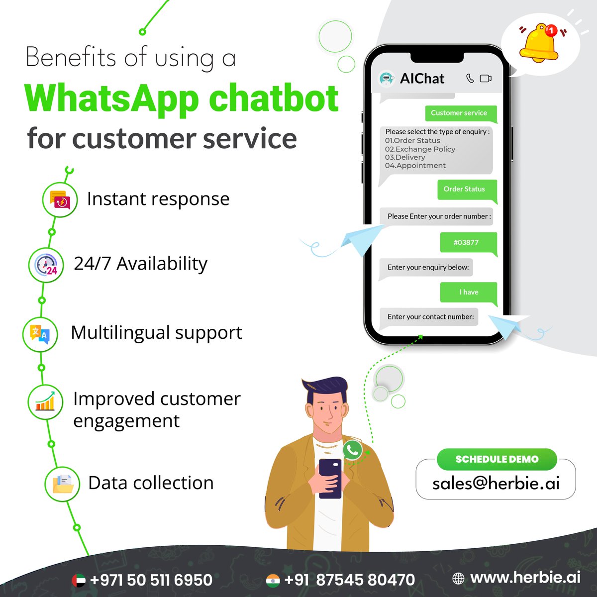 Get instant assistance anytime, anywhere with our WhatsApp chatbot. Say goodbye to long wait times and hello to hassle-free customer service!

herbie.ai

#chatbot #whatsapp #virtualassistant #whatsappchatbot #AI #CustomerService  #customerengagement #technology